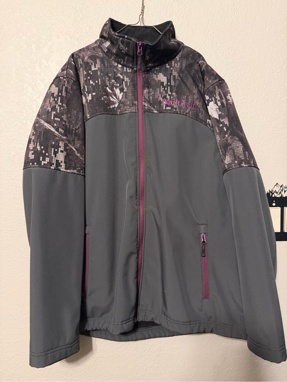 Women's Gray Softshell Jacket with Digital Camo Accent